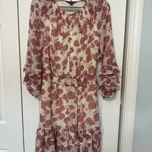 Petite Simply Vera Vera Wang Ruffled Chiffon Drop-Waist Dress size S